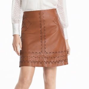 Brown %100 leather midi skirt ✨ NEW